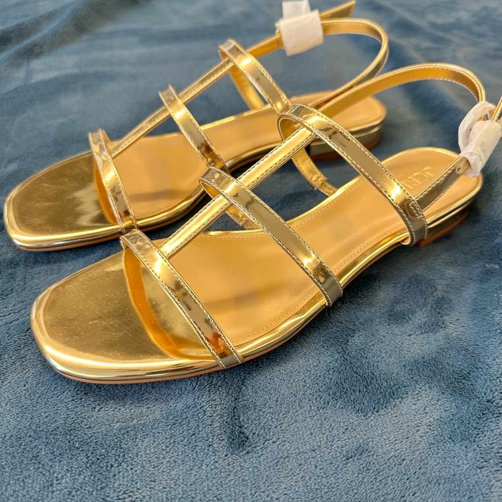 J. Crew Shiny Gold Strappy Sandals